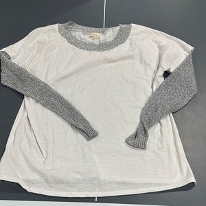 Gilded Intent Gray and White Long Sleeve Top
